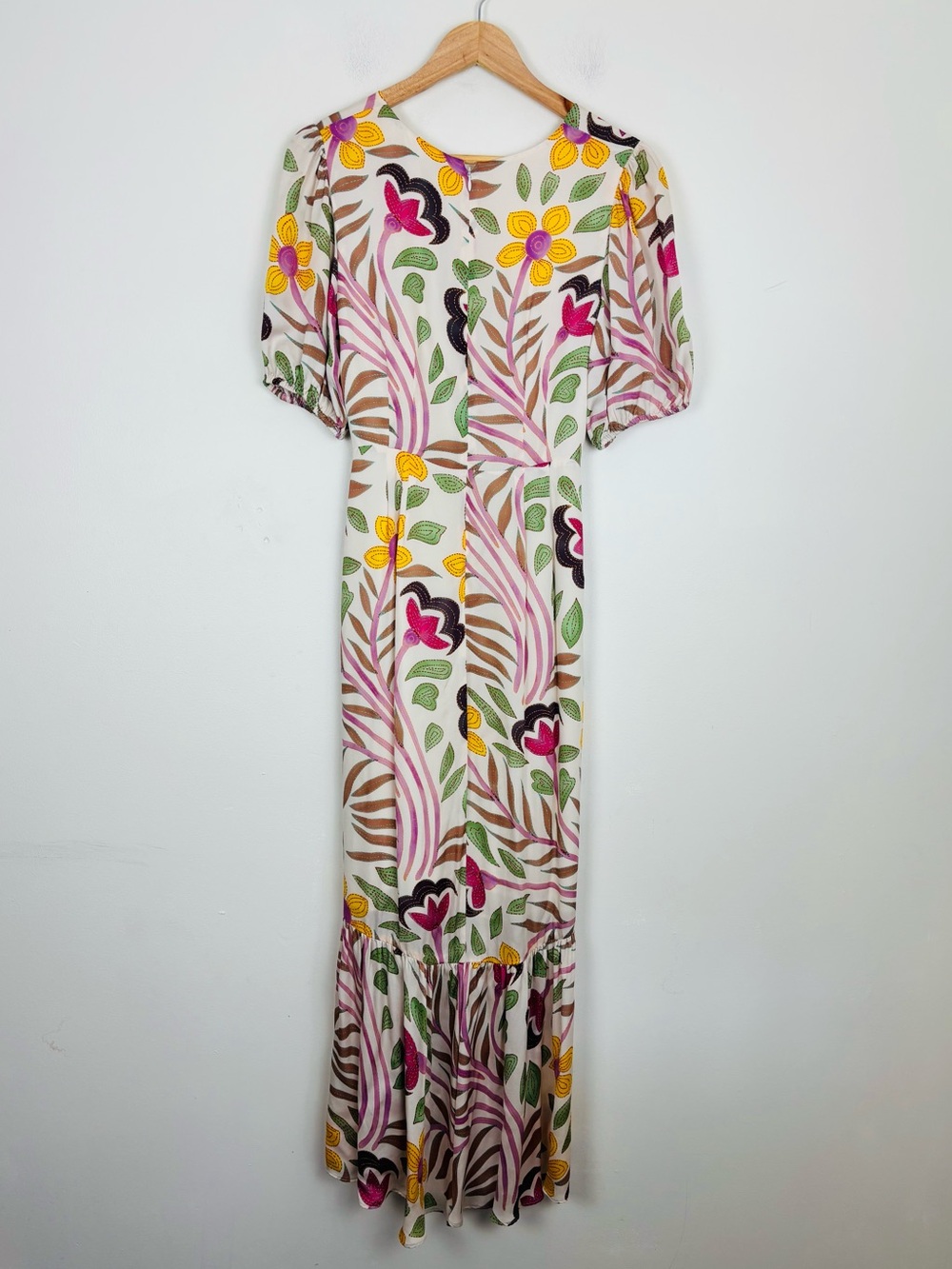 RHODE Ester Thread Embroidery Print Floral Puff Sleeve Maxi Dress. Size 4 - Picture 6 of 8